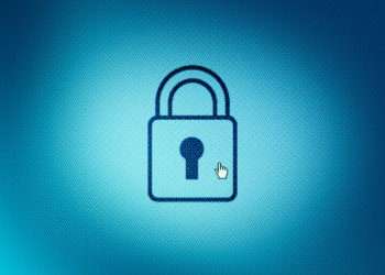 Padlock icon on computer screen