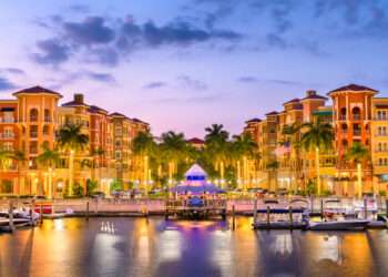 Collier County tourism landmark downtown Naples skyine.