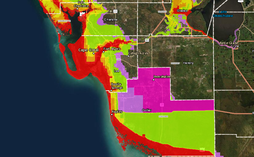 Southwest Florida evacuation zone map