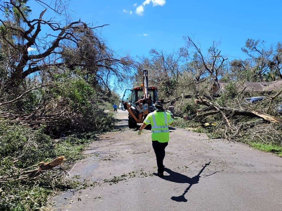 Debris cleanup in Charlotte County after Hurricane Ian.