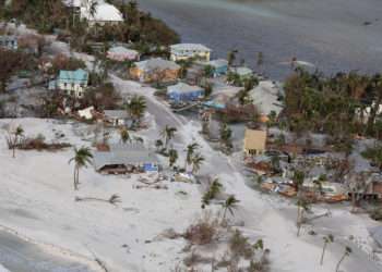 SANIBEL, FLORIDA - SEPTEMBER 29: In this aerial view, homes show some damage after Hurricane Ian passed through the area on September 29, 2022 in Sanibel, Florida. The hurricane brought high winds, storm surge and rain to the area causing severe damage. (Photo by Joe Raedle/Getty Images)