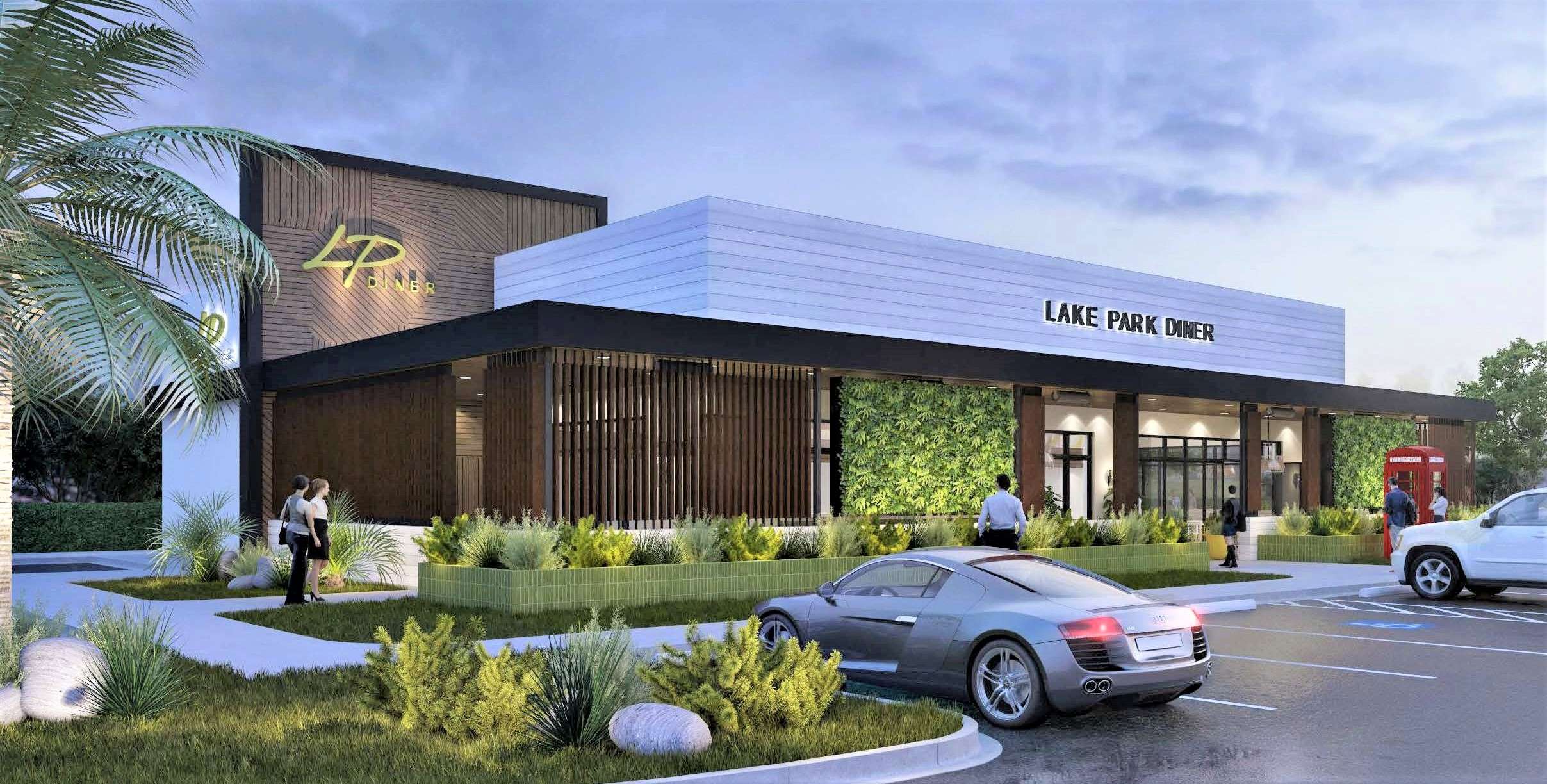 Lake Park Diner rendering for Founders Square in Collier County