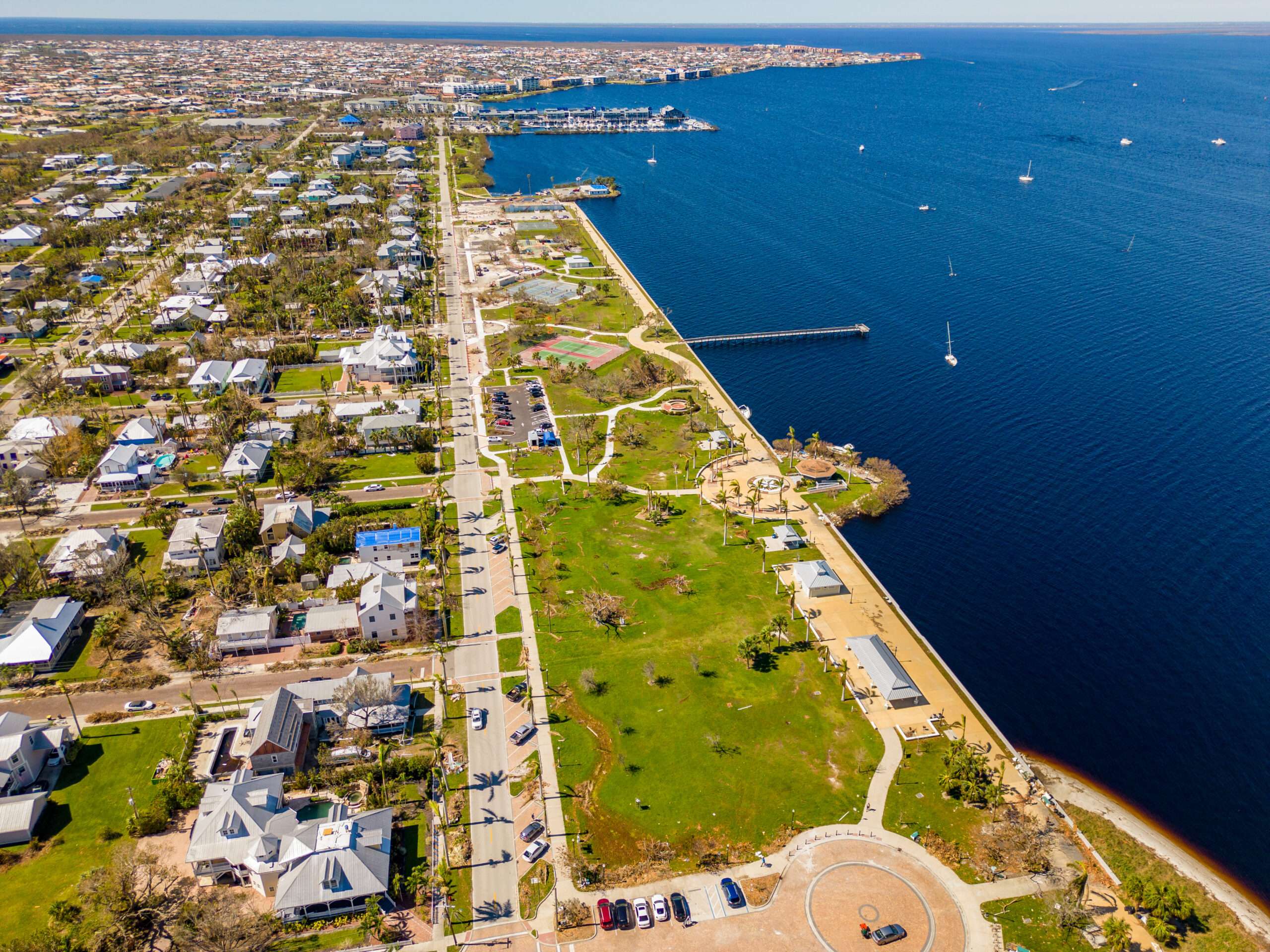 Aerial drone shot of Charlotte County residential real estate.