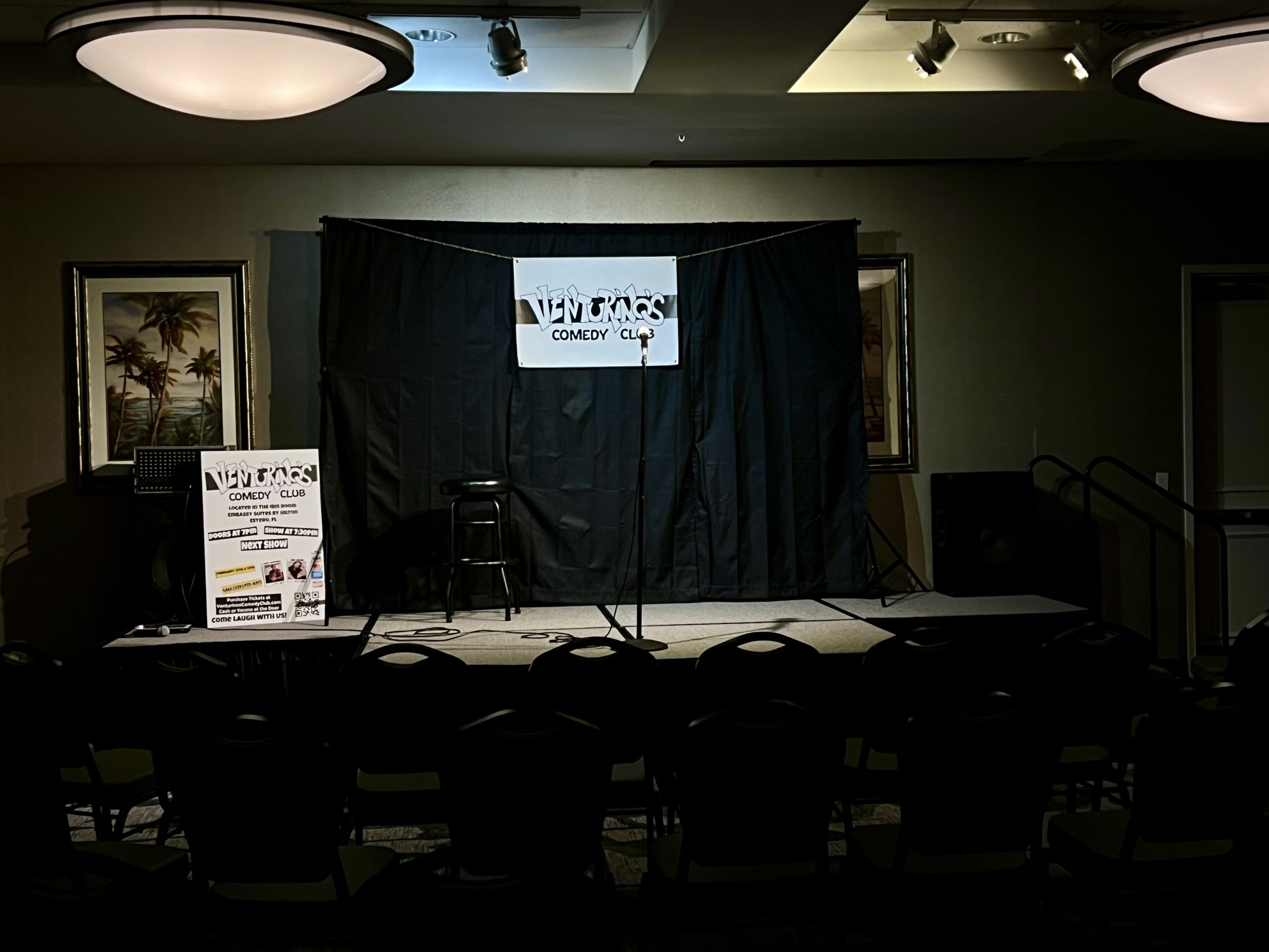 Venturino’s Comedy Club is inside Embassy Suites by Hilton, 10450 Corkscrew Commons Drive in Estero.