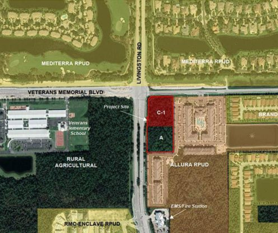 Rendering of commercial development with self-storage in North Naples
