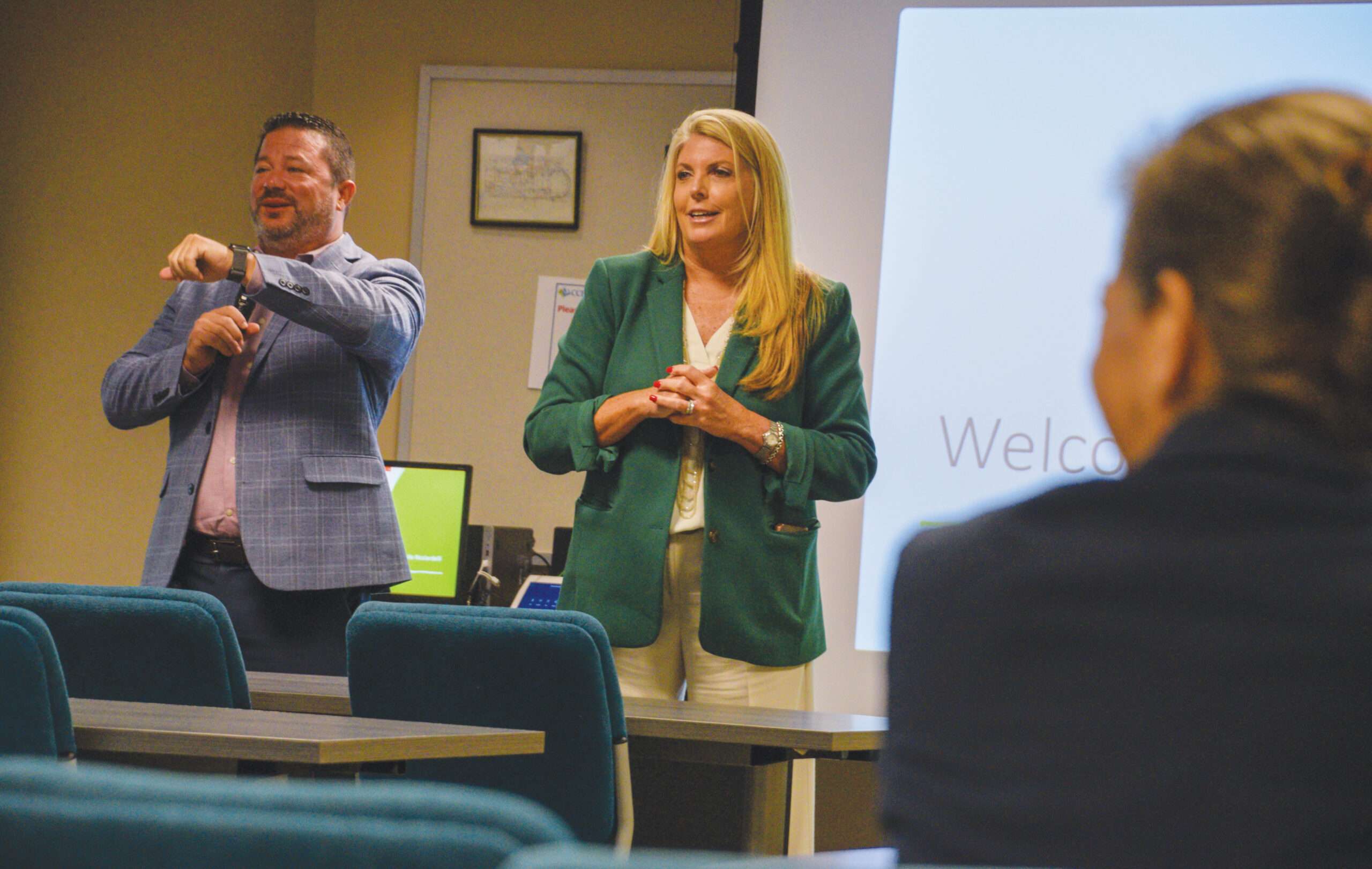 Collier County Public Schools Deputy Superintendent Darren Burkett and Superintendent Leslie Ricciardelli