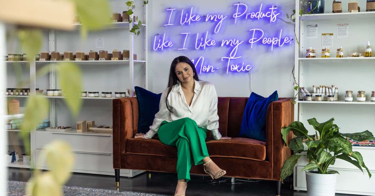 Ruby Campos, founder of Essential Cleansing, at her storefront in Bonita Springs, Florida.