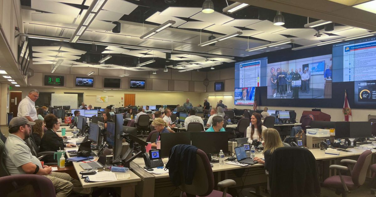 Hurricane Ian discussions at the Lee County Emergency Management Center